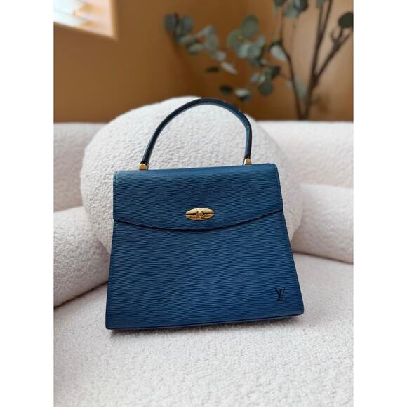 Louis Vuitton Blue Epi Malesherbes Top Handle Bag